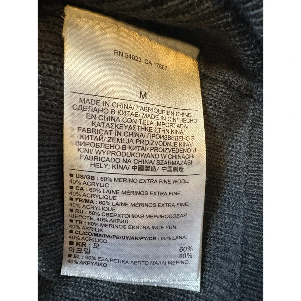 Banana Republic Sweater Medium Grey Colorblock Merino Wool Raglan Minimalist